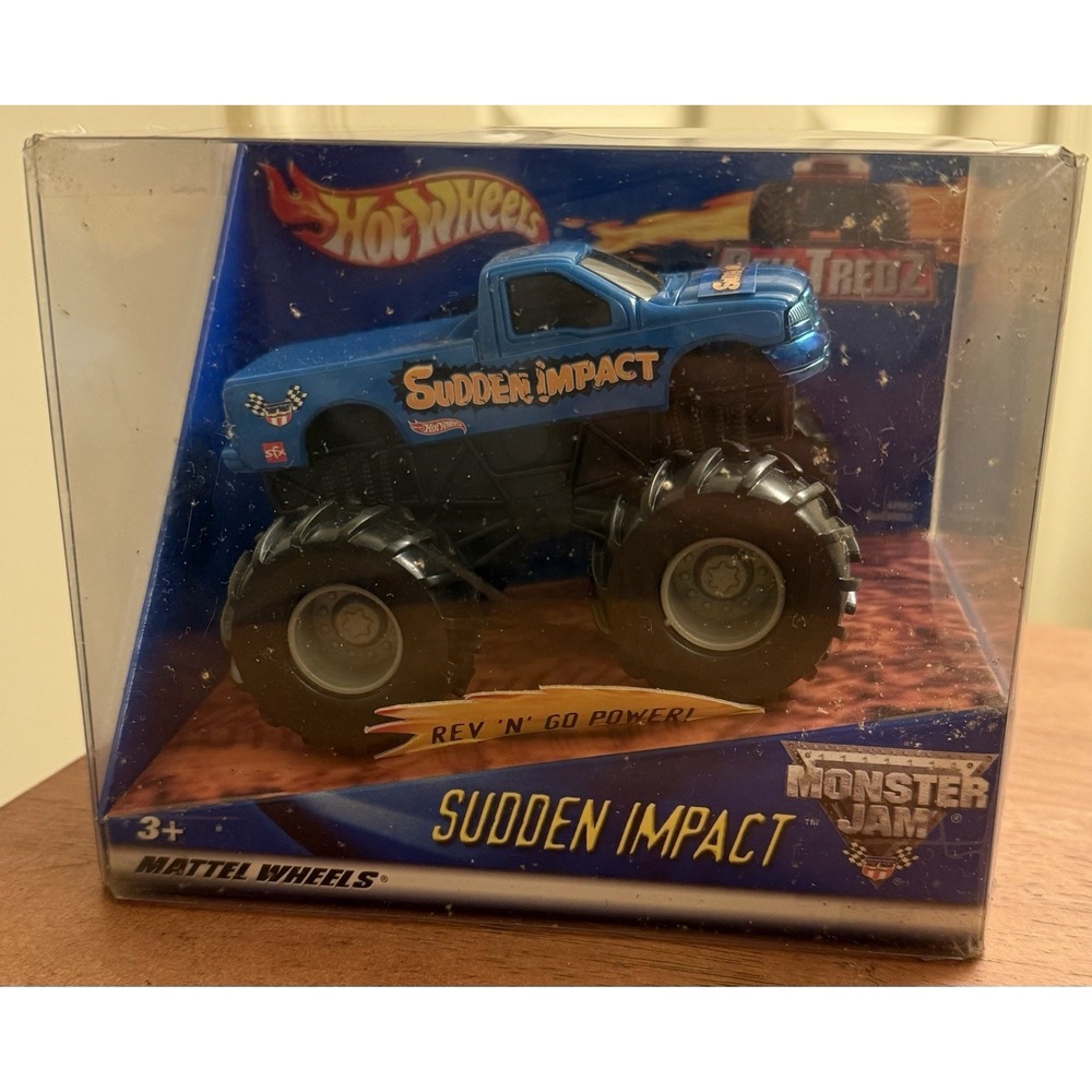 VTG‎ Mattel Hot Wheels Rev Tredz Monster Jam SUDDEN IMPACT Truck REV N GO 2001